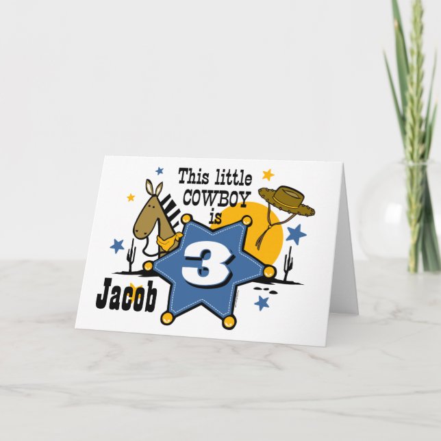 Little Cowboy 3rd Birthday Card (Front)