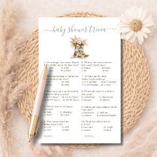 Little Cowboy Actvities Baby Shower Trivia Game
