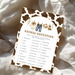 Little Cowboy Animal Gestation Baby Shower Game