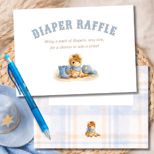 Little Cowboy Baby Boy Shower Cute Diaper Raffle Enclosure Card