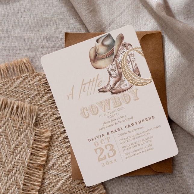  Little Cowboy Baby Girl shower Gender Neutral  Invitation (Creator Uploaded)