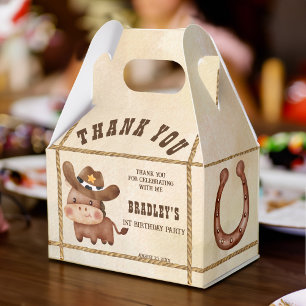 Little cowboy baby horse 1st rodeo birthday party favour box