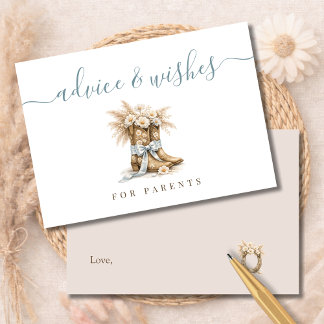 Little Cowboy Baby Shower Advice Wishes Parents Thank You Card