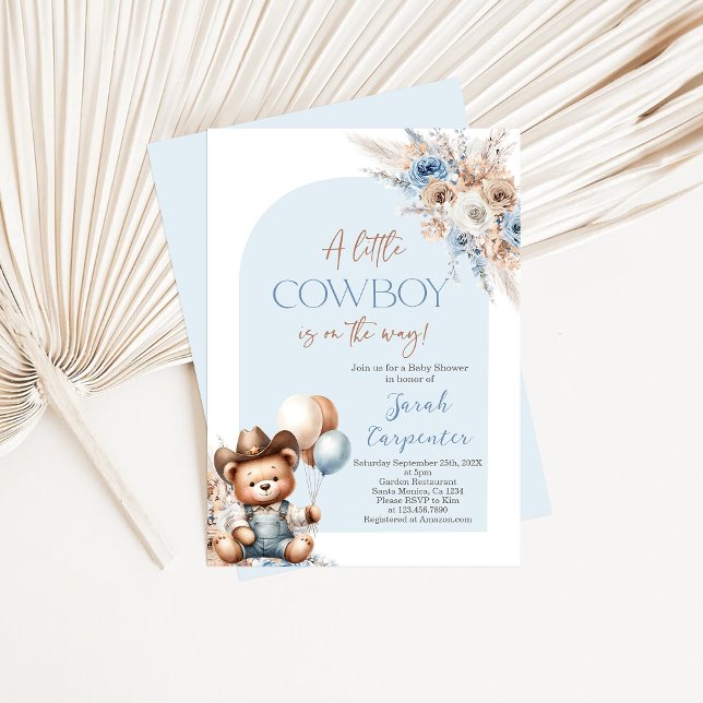 Little Cowboy Baby Shower Bear boy Invitation (Creator Uploaded)