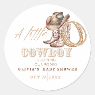 Little Cowboy Baby shower  Classic Round Sticker