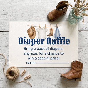 Little Cowboy Baby Shower Diaper Raffle Card