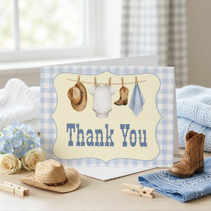 Little Cowboy Baby Shower Folded Thank You Card