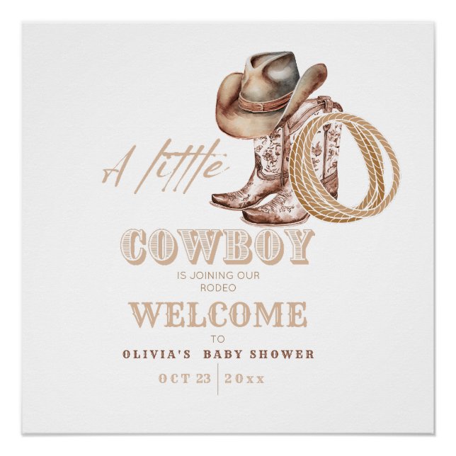 Little Cowboy Baby shower Gender Neutral  Poster (Front)