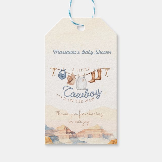 Little Cowboy Baby Shower Gift Tag (Front)