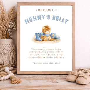 Little Cowboy Baby Shower How Big Is Mommys Belly Poster