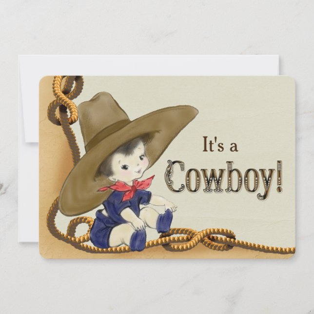 Little Cowboy Baby Shower Invitation (Front)