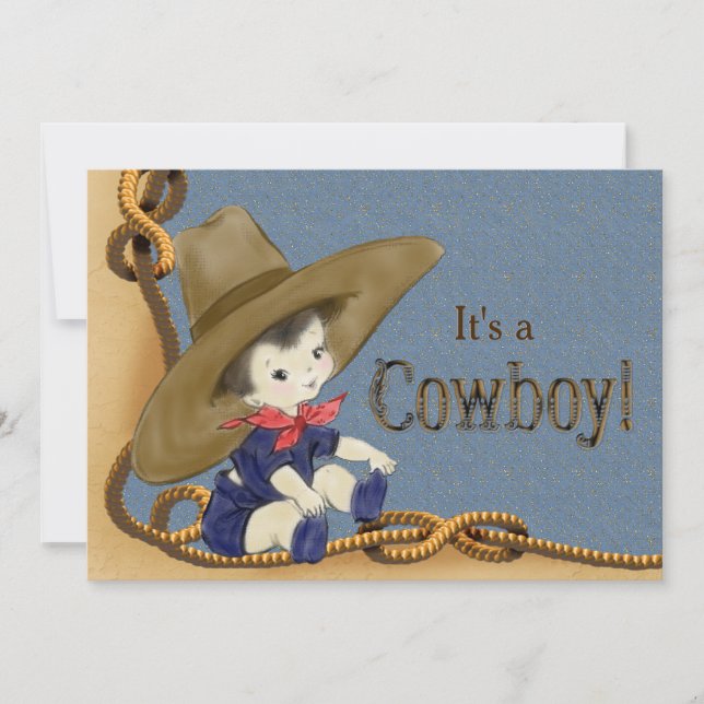 Little Cowboy Baby Shower Invitation (Front)