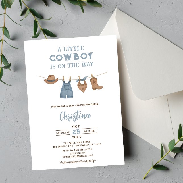 Little Cowboy Baby Shower Invitation (Creator Uploaded)