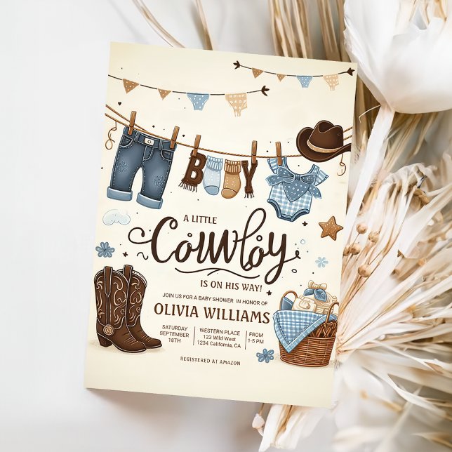 Little cowboy baby shower Invitation (Creator Uploaded)