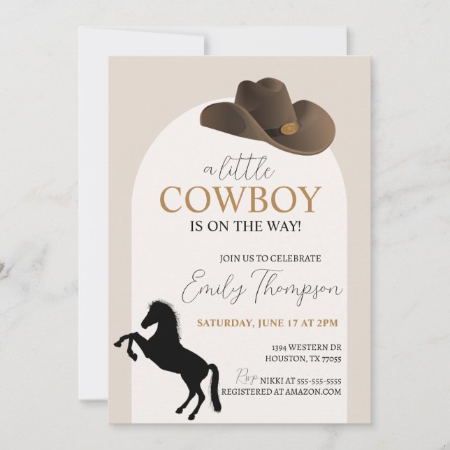Little Cowboy Baby Shower Invitation  (Front)