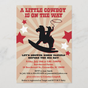 Little Cowboy Baby Shower Invite, Rocking Horse Invitation