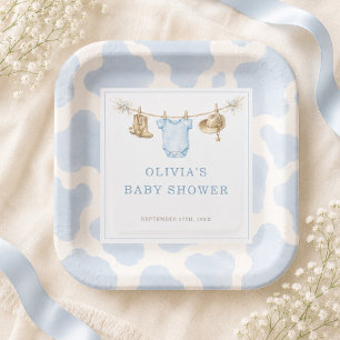 Little Cowboy Baby Shower Party Paper Plate