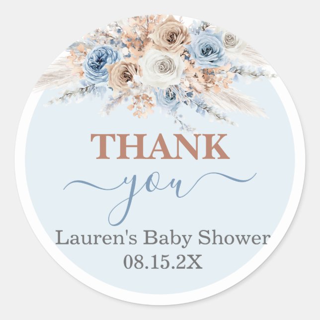 Little Cowboy Baby Shower Round Sticker (Front)