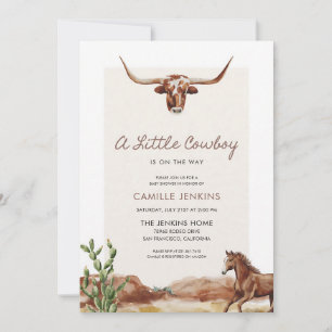 Little Cowboy Baby Shower Western Theme Invitation