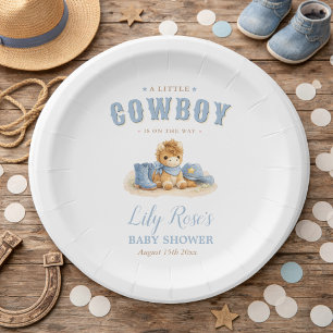 Little Cowboy Baby Shower Western Theme Paper Plate
