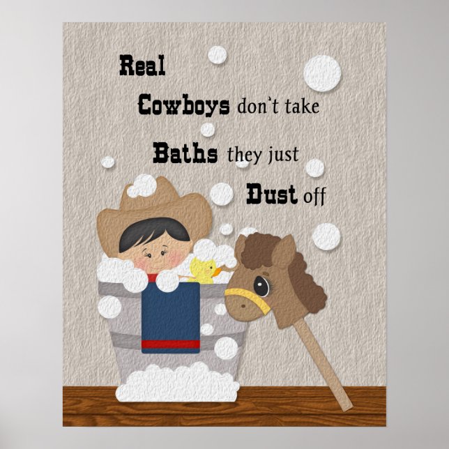 Little Cowboy Bath Time Wordart Poster (Front)
