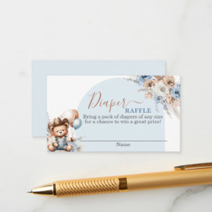 Little Cowboy Bear Boy Diaper Raffle Card