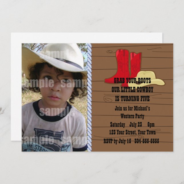 Little Cowboy Birthday Party Invitation (Front/Back)