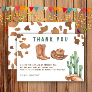 Little Cowboy Birthday Party Thank you Card