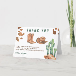 Little Cowboy Birthday Party Thank you Card