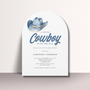 Little Cowboy Blue Western Baby Shower  Invitation