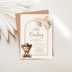 Little Cowboy Boho Baby Shower Bear boy Invitation