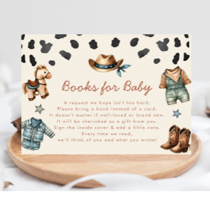 Little Cowboy Books for Baby Boy Shower Enclosure Card