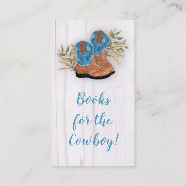 Little Cowboy Bootie Baby Shower Book Request Encl Enclosure Card (Back)