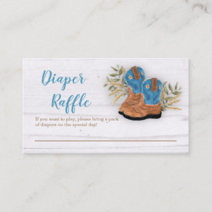 Little Cowboy Bootie Baby Shower Diaper Raffle Enclosure Card