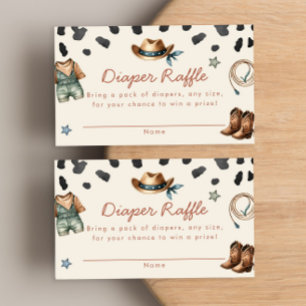 Little Cowboy boy baby shower diaper raffle cards 
