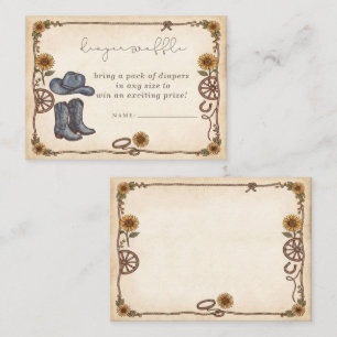 Little Cowboy Boy Baby Shower Diaper Raffle Enclosure Card