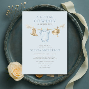 Little Cowboy Boy Baby Shower Invitation