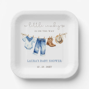 Little Cowboy Boy Baby Shower Paper Plate