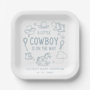 Little Cowboy Boy Baby Shower Paper Plate