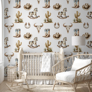 Little Cowboy Boy Nursery Wallpaper