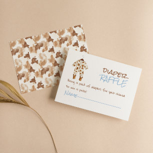 Little Cowboy Brown Clothes West Diaper Raffle Enclosure Card