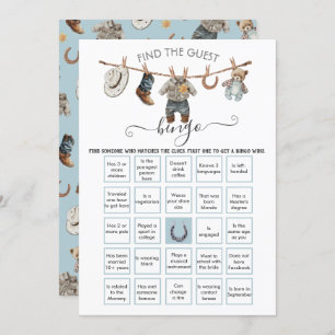 Little Cowboy Clothesline Find the Guest BINGO  Invitation