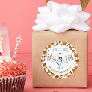 Little Cowboy Clothesline WildWest Boy Baby Shower Classic Round Sticker