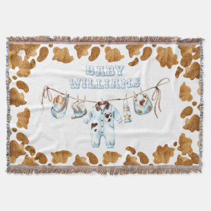 Little Cowboy Clothesline WildWest Boy Baby Shower Throw Blanket