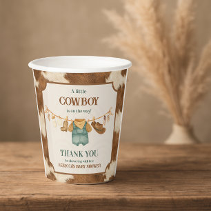 Little Cowboy Cow Western Clothesline Baby Shower Paper Cups