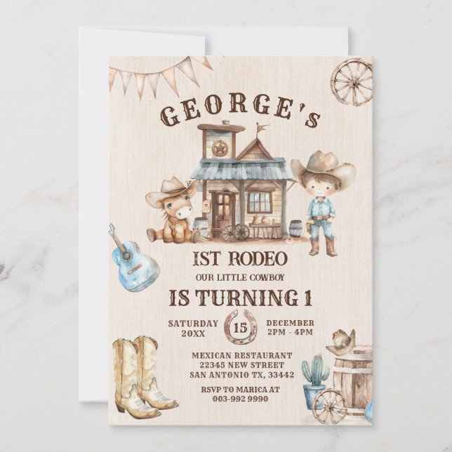 Little Cowboy Cute Baby Horse Birthday Invitation (Front)