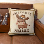 Little cowboy cute baby horse first rodeo cushion<br><div class="desc">Little cowboy cute baby horse in a hat first rodeo birthday party personalised pillow,  first rodeo birthday party gift ideas. Rustic vintage western wild west style.</div>