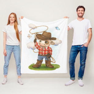 Little Cowboy Cute Bull Fleece Blanket
