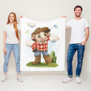 Little Cowboy Cute bull Fleece Blanket