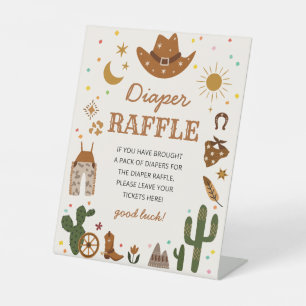 Little Cowboy Diaper Raffle Baby Shower Table Pedestal Sign